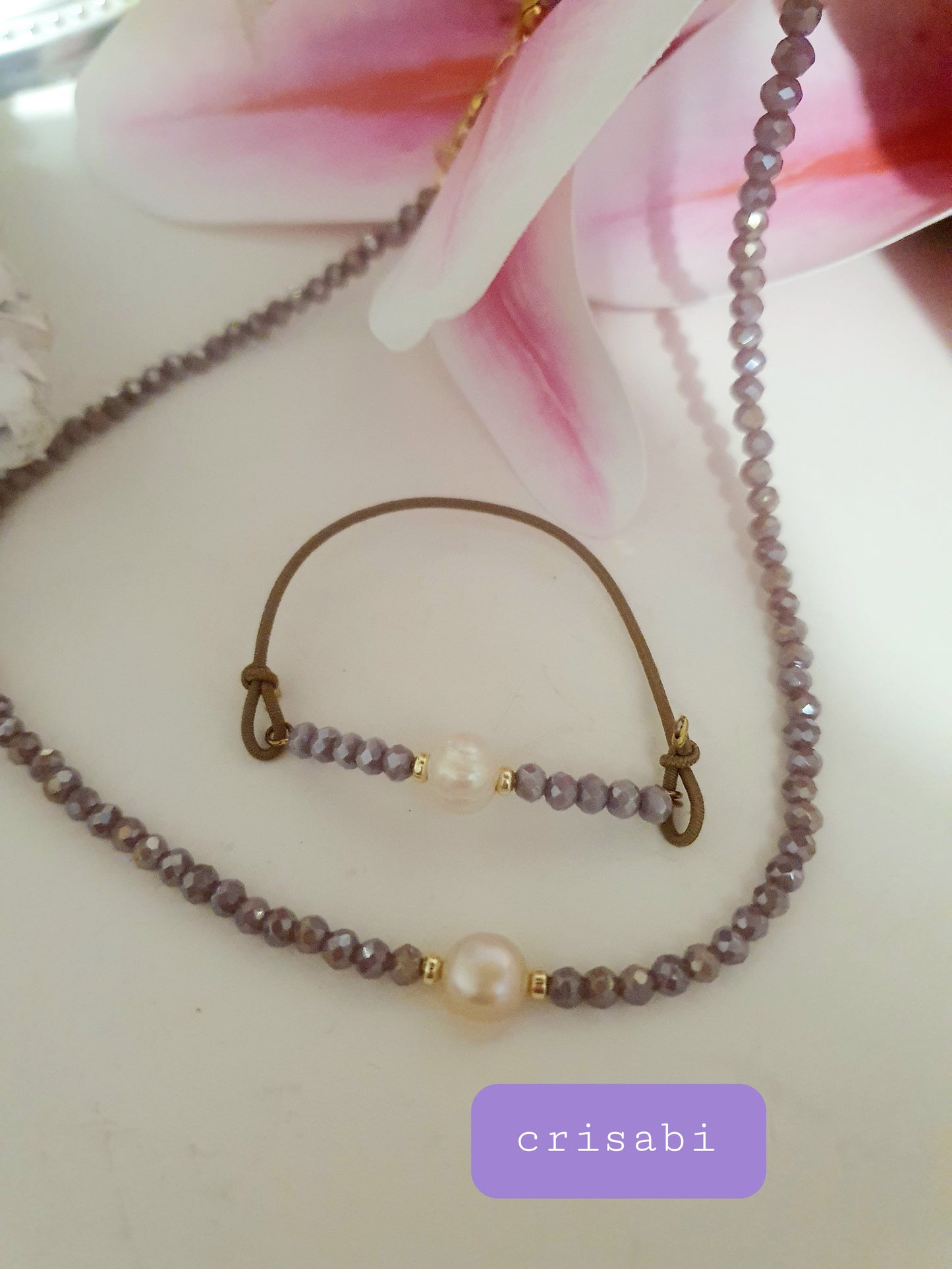 Set Halskette mit Armband Perlen verschidenen Farben Handmade