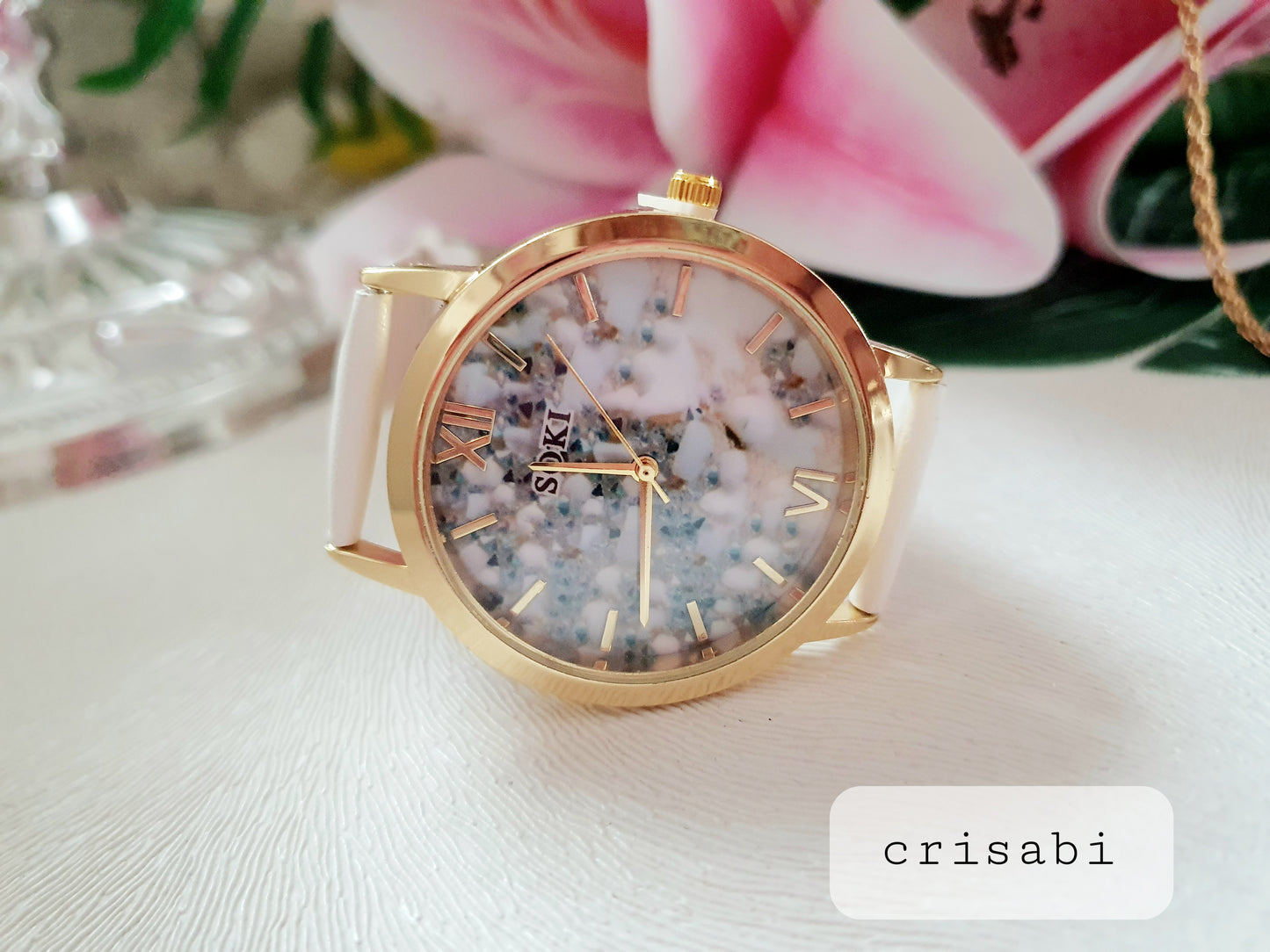 Damen-Uhr Farbblock Mode Quarz PU Leder Armbanduhr Schmuck Set Valentinstag Geschenk