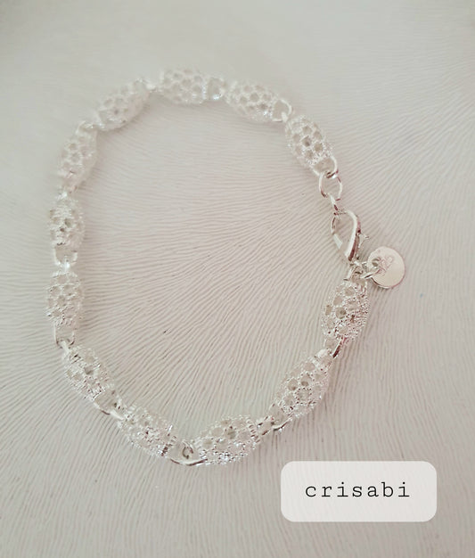 Armband Mit Perlen Aus Sterlingsilber 925Ausgehöhlte, perlenbesetzte Gliederkette