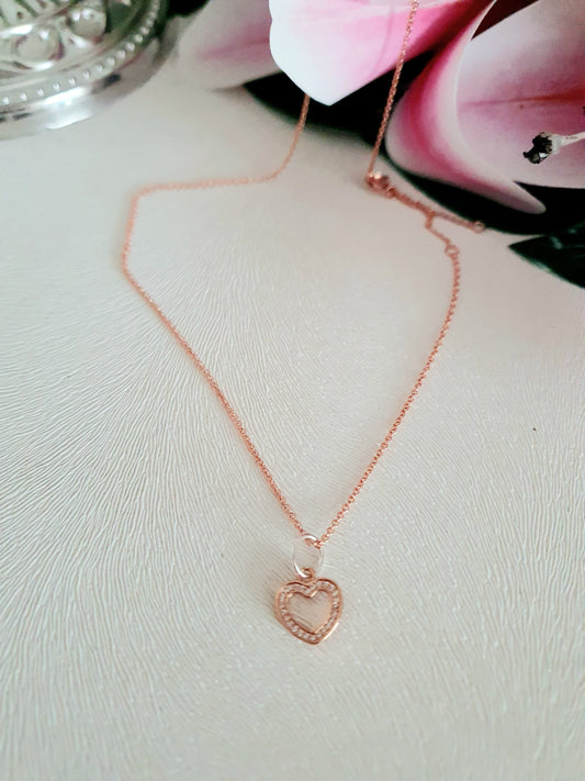 Halskette Herz Anhänger Rosengolden Farbe aus Silber 925