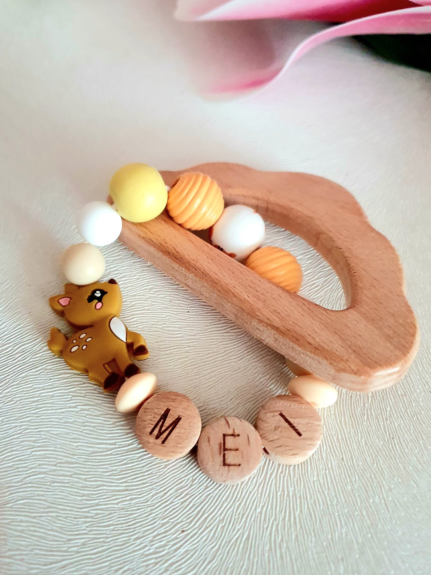 Baby Set Schnullerkette Haargummis Lätzchen Rassel Personalisiert Geschenkpack